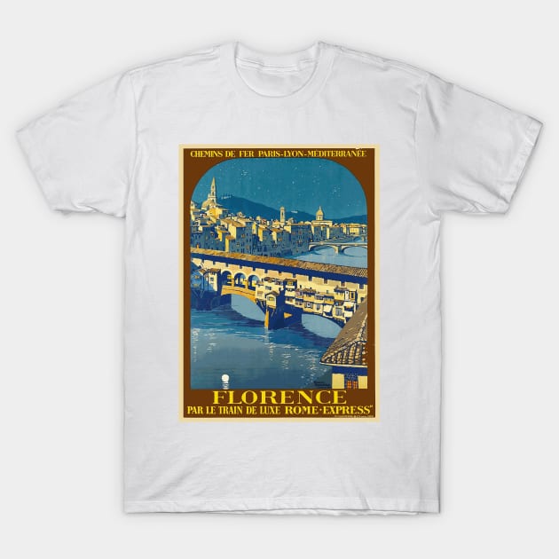 Florence, Italy - Vintage Travel Poster Design T-Shirt by Naves